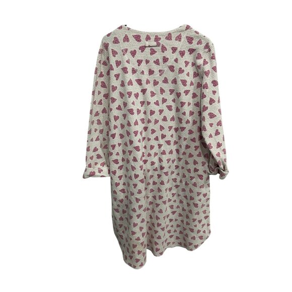 Karen Neuburger Heart Print Zip Front Tunic Medium Cotton Blend Waffle Knit - Picture 2 of 10